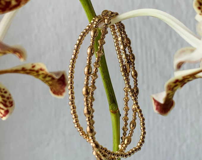CHRISTY gold filled bead bracelets (set of 3)