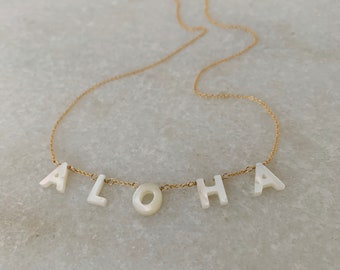 ALOHA mother of pearl layering necklace - 14K gold filled