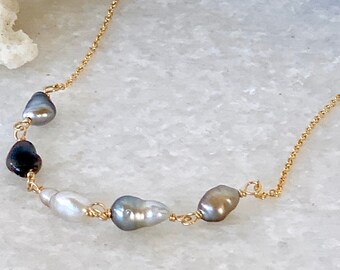 SEPHRA tahitian keshi pearl layering necklace