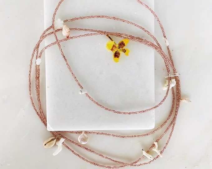 LOLA antique seed bead & talisman long necklace