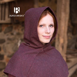 Skjoldehamn Cowl Knud Herringbone Burgundy/Grey