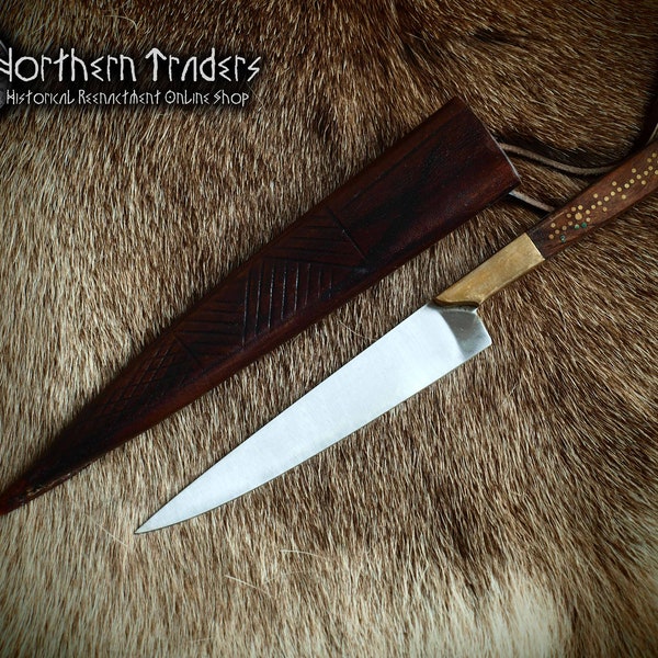 Medieval Knife with Decorated Wooden Handle - Deluxe Version