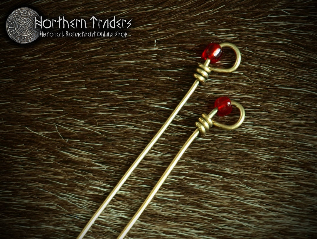 Brass Pins With Glass Beads Etsy