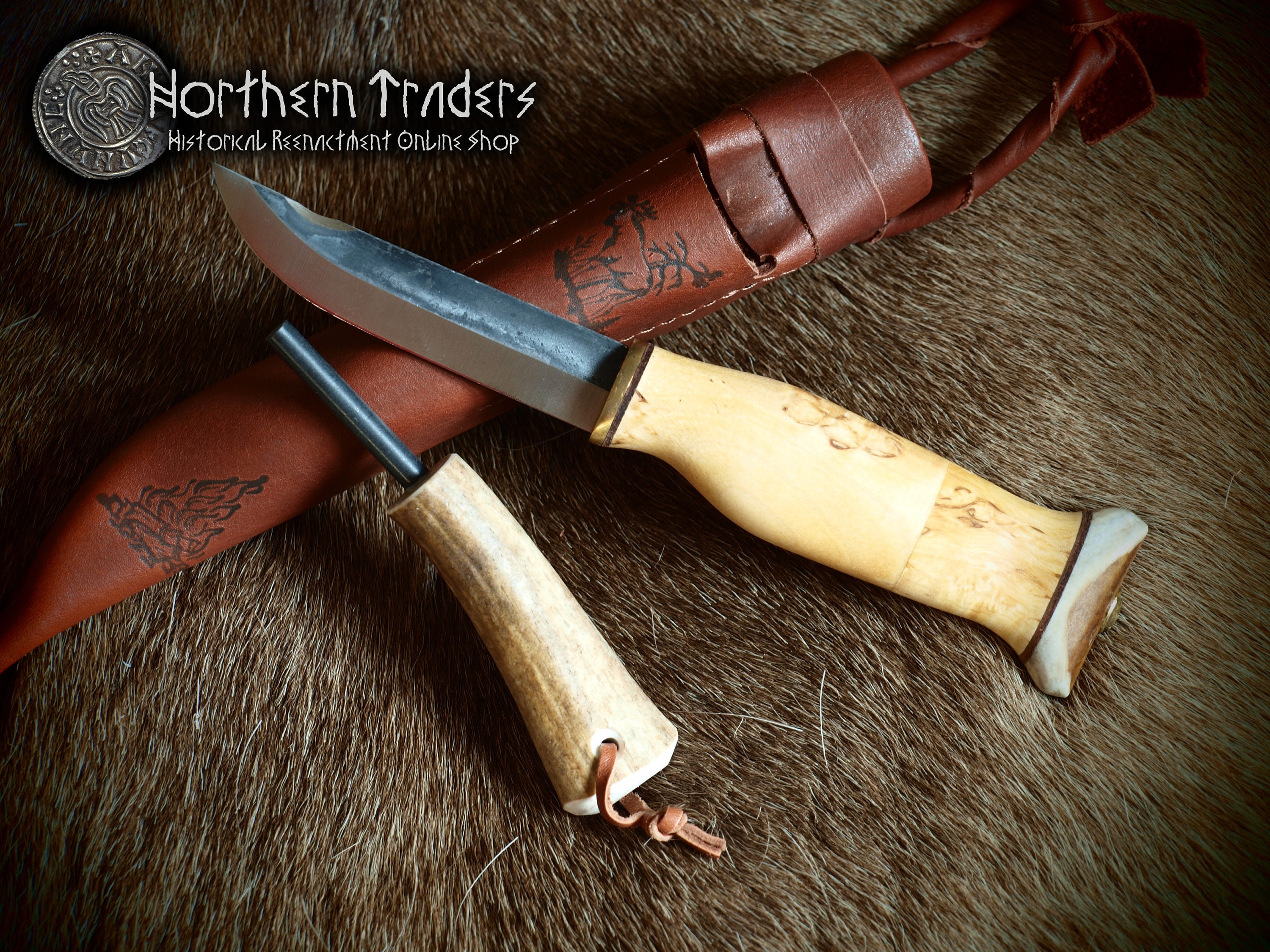 Couteau viking Gotland avec étui en cuir Couteau à manger et util