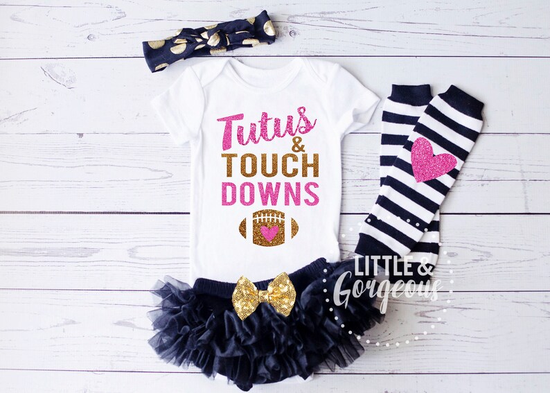 Girls Football Onesie Baby Girl Football Onesie Football Outfit Tutus Touchdowns Onesie Thanksgiving Outfit Halloween Pumpkin Spice