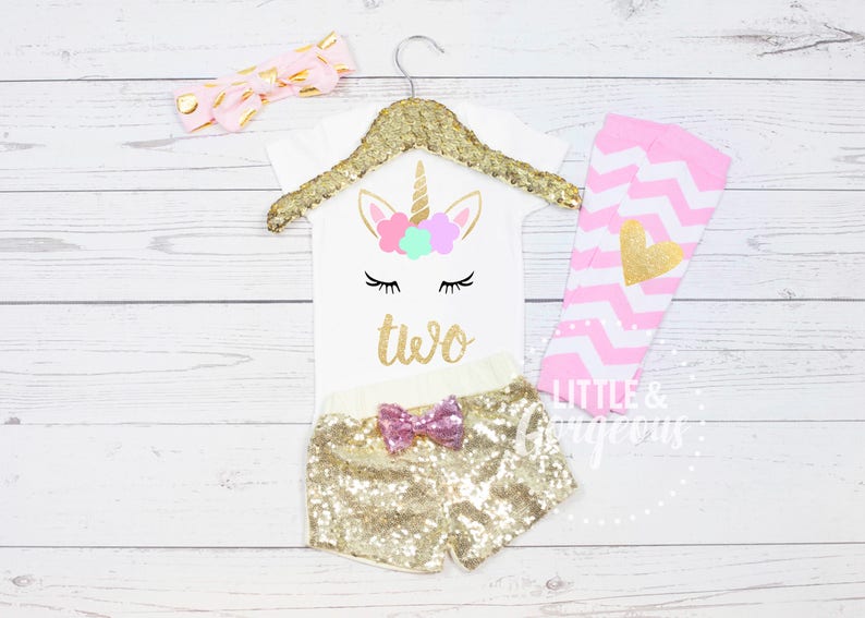 Girls Second Birthday Unicorn Outfit 2nd Birthday Unicorn Onesie Two Shirt Second Birthday Shirt Unicorn Birthday Shirt Sparkle Shorts