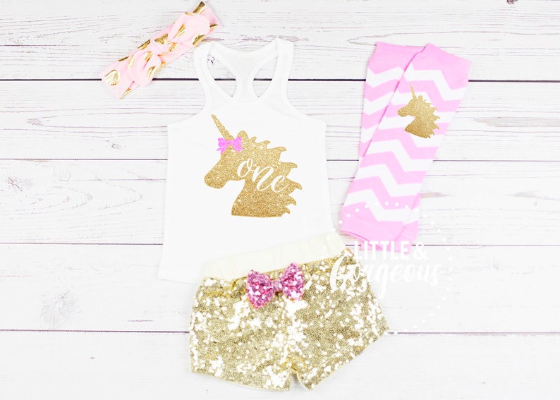 Girls First Birthday Outfit 1st Birthday Outfit Baby Girl One Birthday 1st Birthday Unicorn Sequin Shorts
