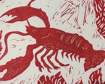 Red Lobster Handmade Art Print