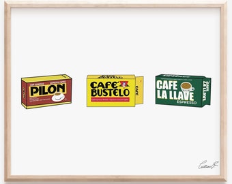 Bustelo Coffee Art Print | Cafe La Llave Wall Art | Pilon Wall Art | Coffee Art Print | Miami Art Print | Hispanic Art Print | Bustelo Art