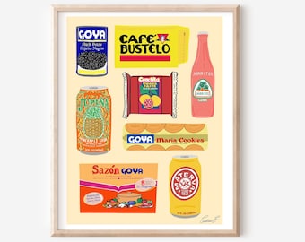 Hispanic Food Art | Jarrito Art | Miami Art | Bustelo Coffee Art Print | Jupiña Materva Art | Hispanic Art Print | Maria Cookies | Guava