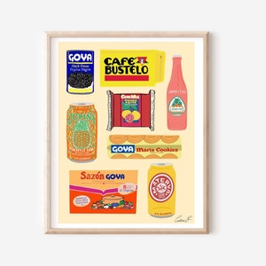 Hispanic Food Art | Jarrito Art | Miami Art | Bustelo Coffee Art Print | Jupiña Materva Art | Hispanic Art Print | Maria Cookies | Guava