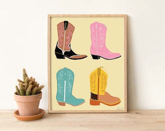 Cowgirl Boots Art Print | Western Wall Art | Cowgirl Art Print | Cowboy Art | Texas Nashville Art | Cowgirl Cowboy Art | Western Art | Boots