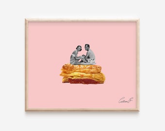 Pastelito Partner Art Print | Guava Pastelito Art | Guyaba Miami Art | Cafe Art | Vintage Collage Art | Vintage Imagery Art | Vintage Art