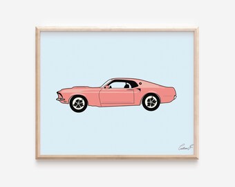 Impressão de arte de carro Mustang para impressão | Carro para download em | Arte da parede do carro Ford Muscle | Arte de carros antigos | Shelby GT | Mustang GT | Carro Mustang
