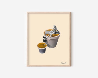Digital Espuma Esposo Art Print | Cuban Food Art | Coffee Art | Cafecito Art | Latin Food Collage Print | Hispanic Art | Latina Art | Cafe