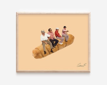 Viejos sobre un Tequeño Art Print |  Tequeño Art | Miami Art | Cafe Art | Vintage Collage Art | Vintage Imagery Art | Vintage Art