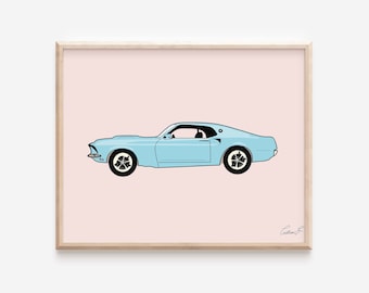 Impressão de arte de carro Mustang para impressão | Carro para download em | Arte da parede do carro Ford Muscle | Arte de carros antigos | Shelby GT | Mustang GT | Carro Mustang