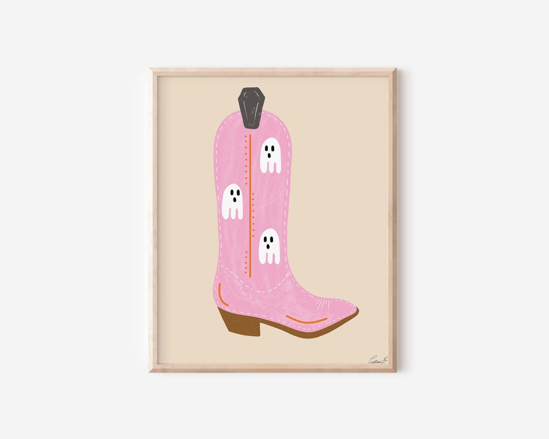 Halloween Ghost Cowgirl Boots Digital Download Halloween Art Cowgirl