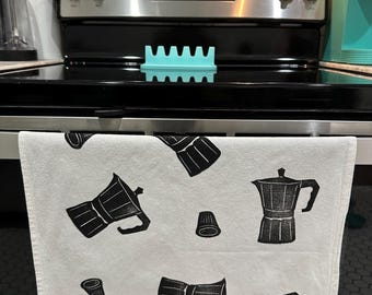 Tea Towels with Cuban Motifs | Cuban Cigars | Cafetera | Moka Pot Art | Cuban Pastelitos | Cafecito | Cuban Coffee | Coffee Tea Towel | Cuba
