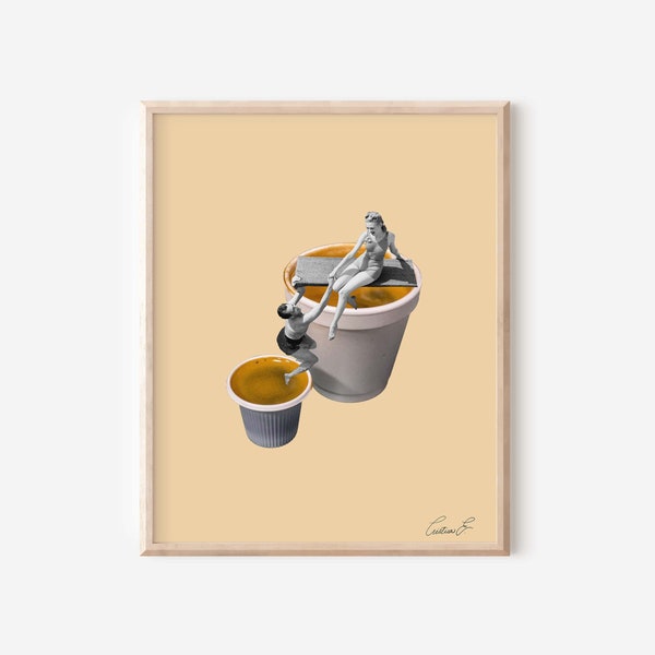 Espumita Esposo Art Print | Cafecito Art | Miami Art | Coffee | Cafe Art | Vintage Collage Art | Vintage Imagery Art | Vintage Art