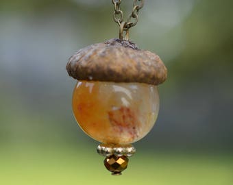 Stone Acorn Pendant Necklace