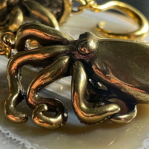 Solid Brass Octopus Ear Hangers 6g-00g Steampunk Ear Weights