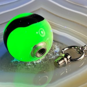 Uranium Glass Marble Urn Pendant, UV Reactive