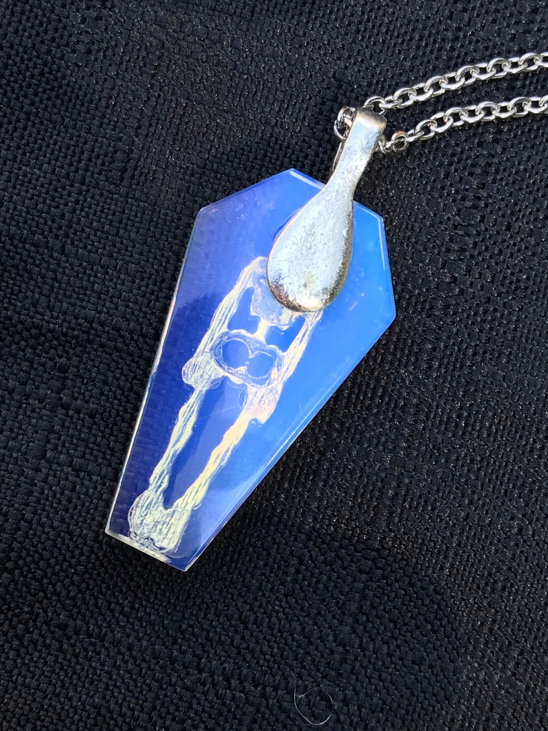 Opalite Skeleton Coffin Pendant