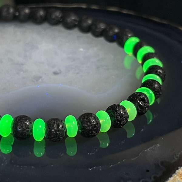 Uranium Glass Bracelet Fluorescent UV reactive Meteorite Themed rave party night club music festival blacklight glow jewelry accessory