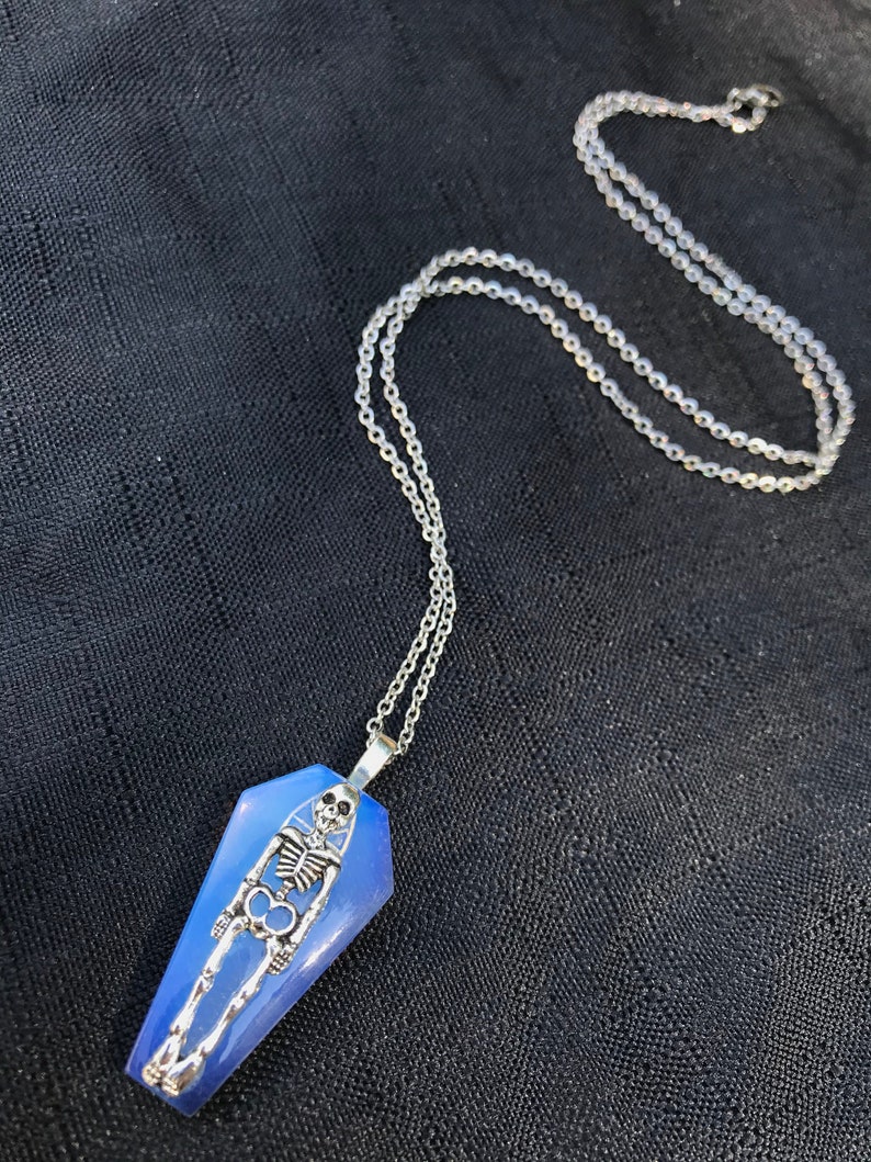 Opalite Skeleton Coffin Pendant
