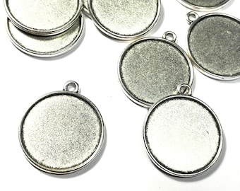 10 runde Cabochon Fassungen für 27 mm Klebefläche