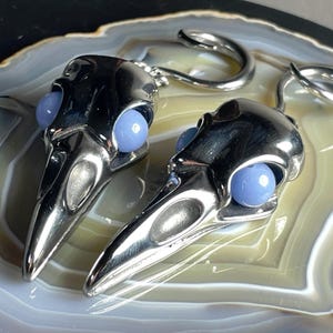 GLOW in the DARK Crow Skull Ear Hangers, 14g-00g, Stainless Steel Weighted Gauges