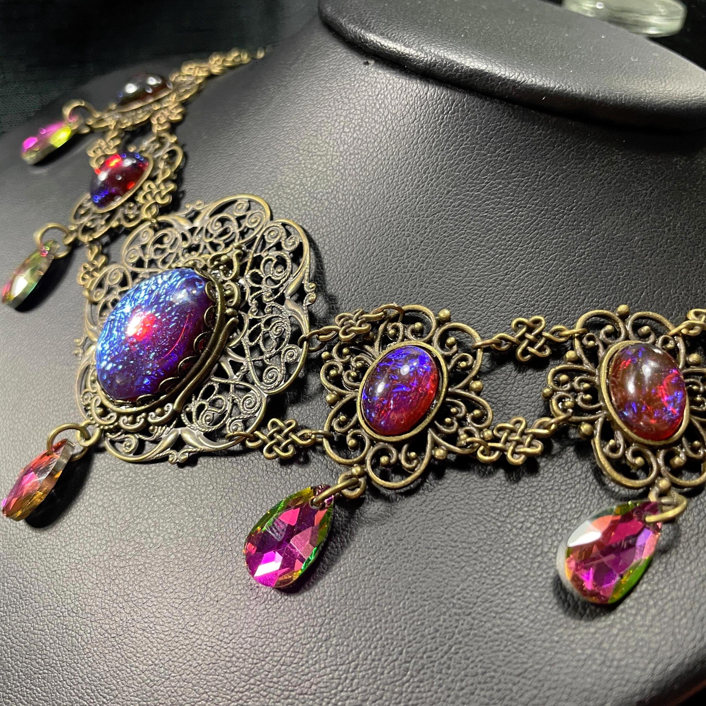 Dragon's Breath Opal Victorian Choker, Adjustable Length - Etsy