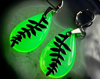 Uranium Glass Fern Silhouette Earrings
