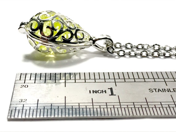 ウラン ティアドロップ ネックレス フィリグリー ワセリン ガラス  