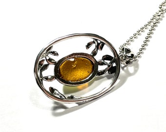 スターリングウランガラスペンダント ヴィンテージスタイル UV反応性