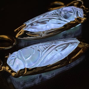 Glowing Firefly Ear Hanger 6g-00g PAIR GLOW in the DARK Cicada Bug Phosphorescent Locust Glow Worm Lightning Bug **For Gauged Ears**