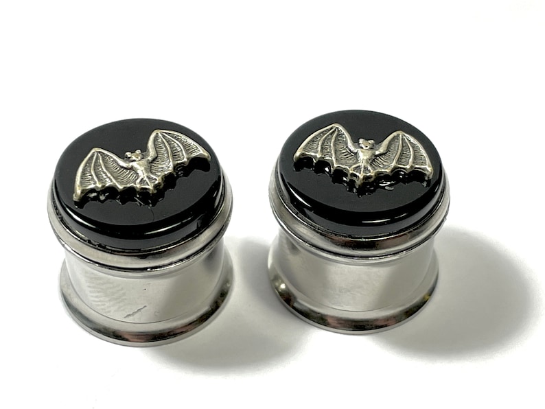Black Agate Bat Plugs 9/16” 14mm - Etsy
