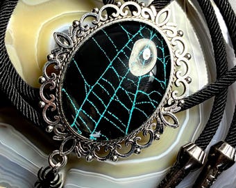 Preserved Spiderweb Bolo Tie