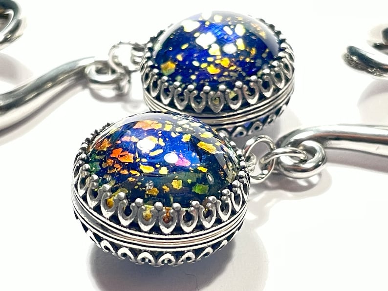Vintage Glass Ear Hanger 14g-00g Victorian Style with Stainless Hooks image 3
