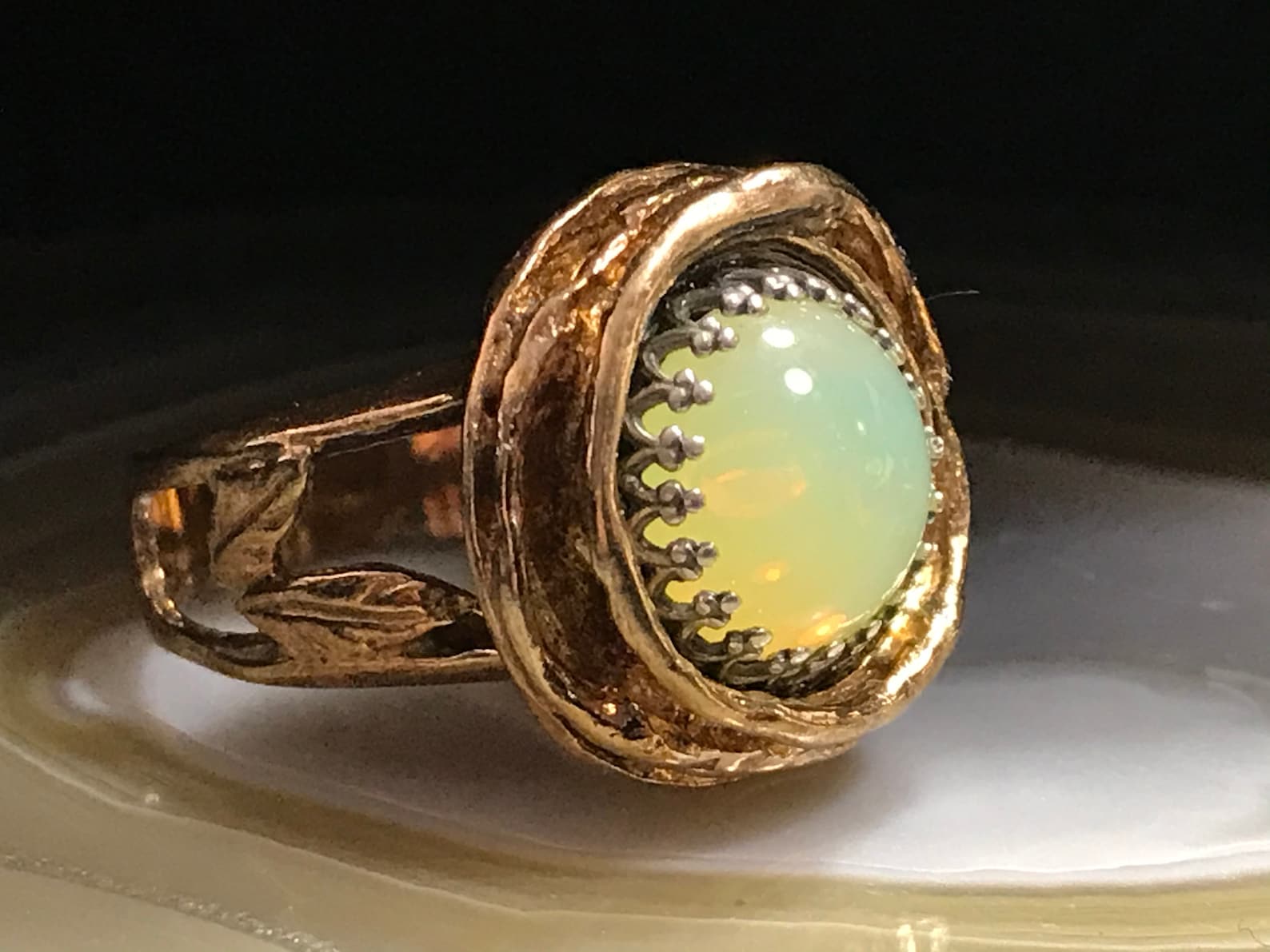 Vintage Sterling Uranium Ring Vaseline Glass Fluorescent UV Etsy