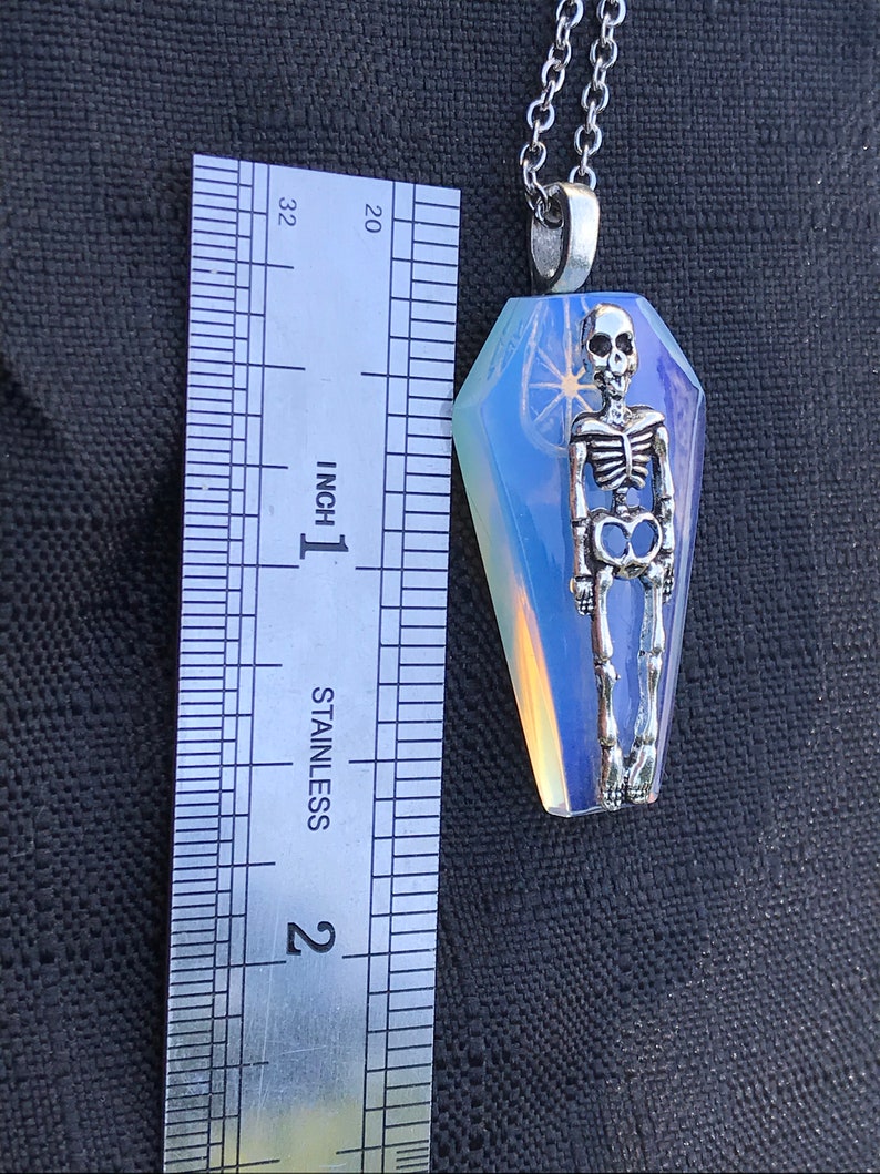 Opalite Skeleton Coffin Pendant