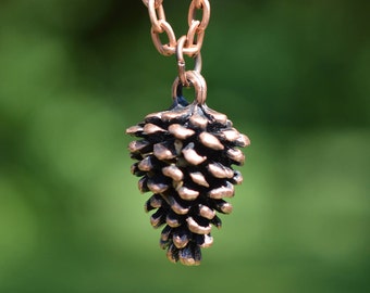 Copper Pine Cone Necklace Pendant