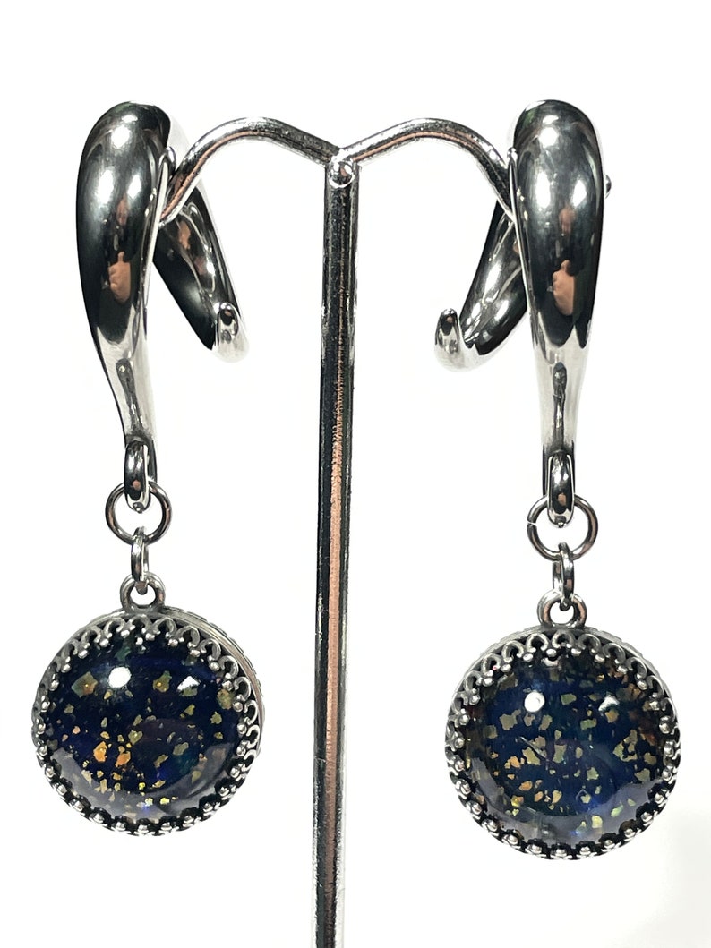 Vintage Glass Ear Hanger 14g-00g Victorian Style with Stainless Hooks image 5