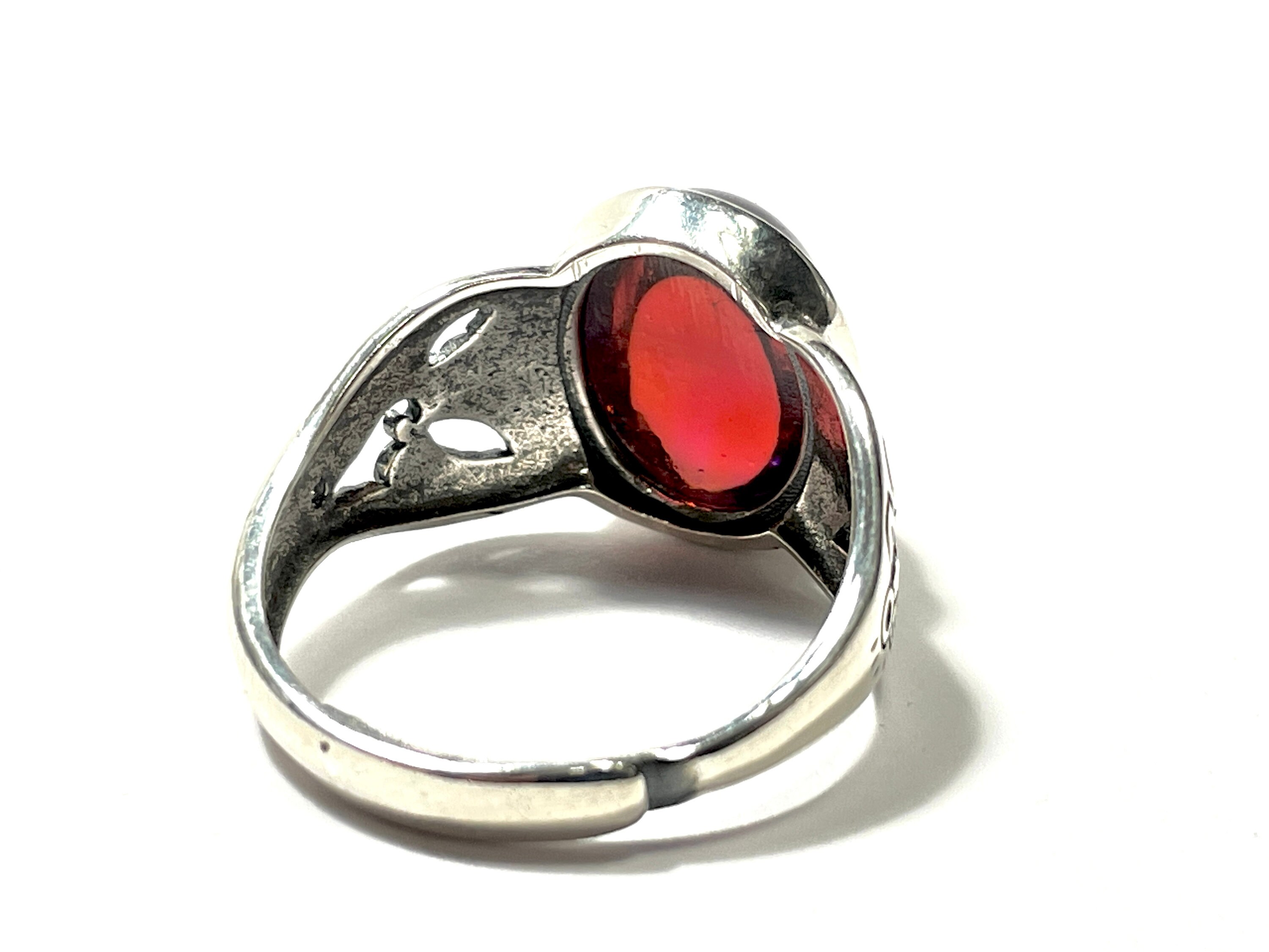 Dragon's Breath Opal Glass Ring Antiqued 925 Sterling Silver