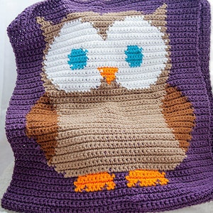 Pattern for Crochet Owl Blanket - Owl Baby Blanket Crochet Pattern - Crochet Owl Graphgan Pattern *Instant download*