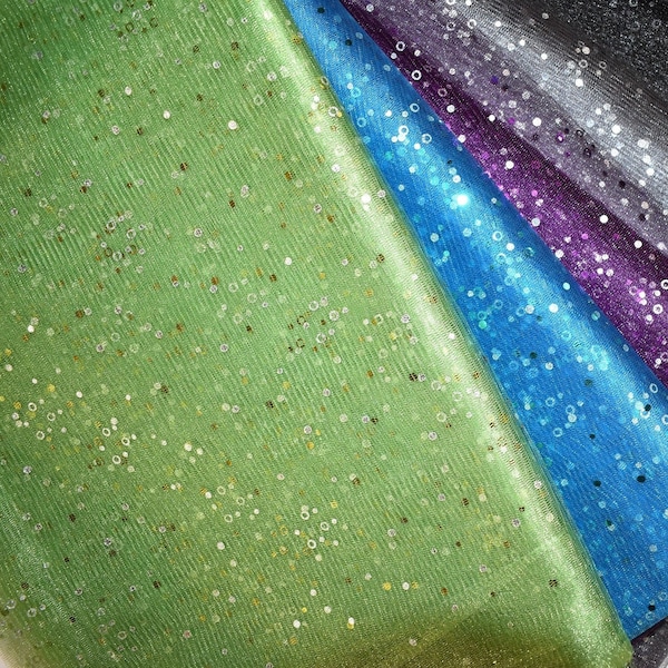 Shiny Mesh with Self Colored Foil Sequins Sparkle Witch Costume Apparel Halloween Fabric