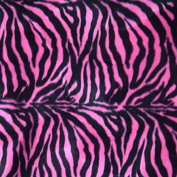 Knitted Soft & Plush Exotic Faux Zebra Fur Hot Pink with Black Accent Apparel Fabric by the yard 90's inspired