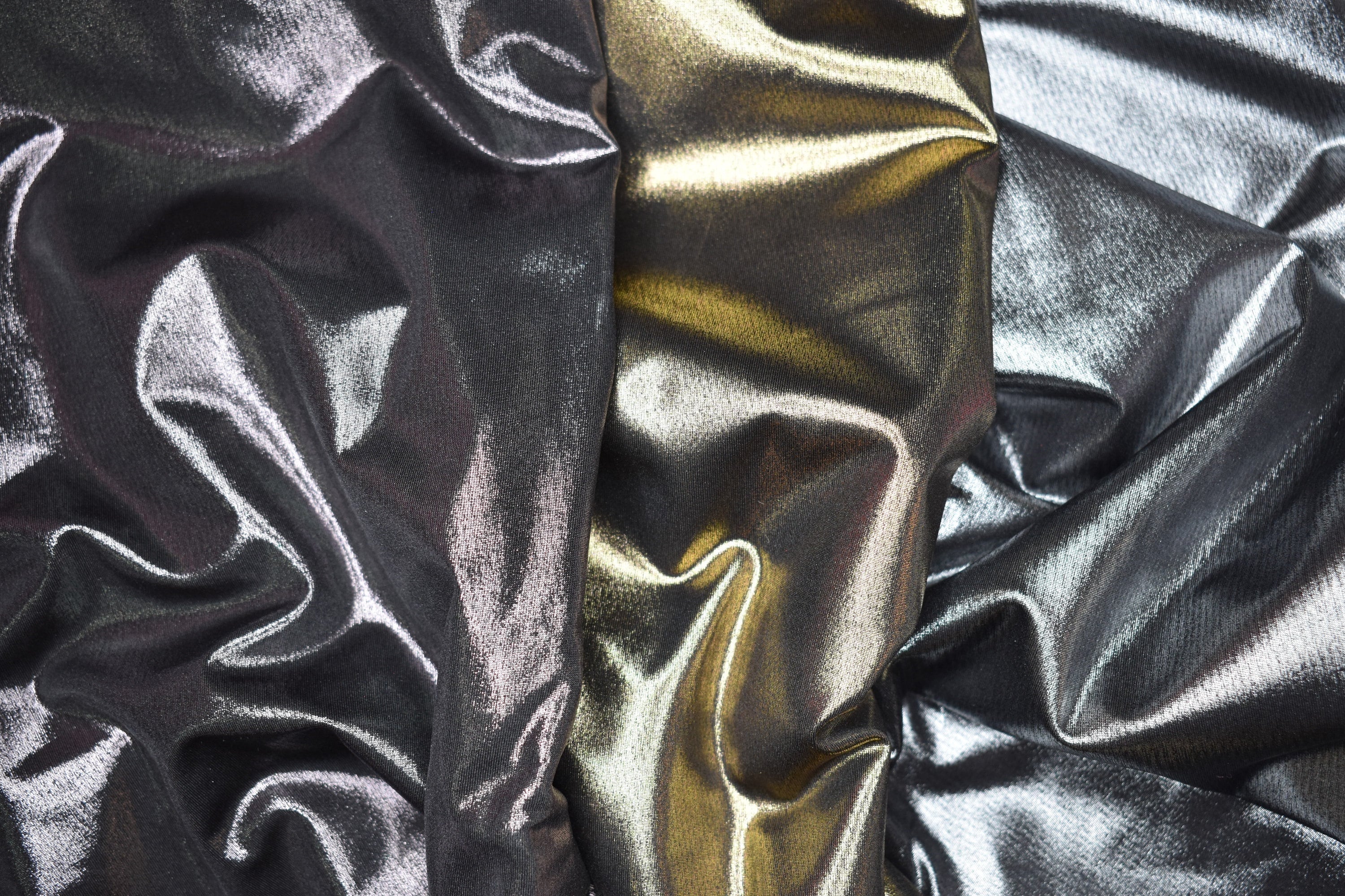 Metallic Super Stretch Knit with Gold Black or Silver Foil Etsy