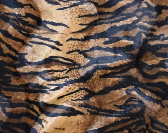 Knitted Soft & Plush Exotic Faux Siberian Tiger Fur Rich Brown with Black Accent Apparel Fabric by the yard